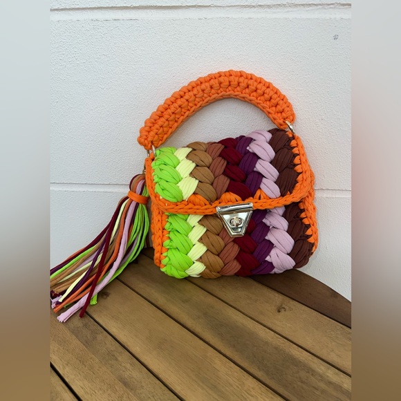 Multicolor organic Turkish cotton woven bag - Picture 3 of 4